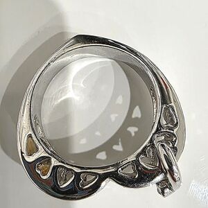 Minimalist Stailness Steel Polishe Silver 3D Heart Ring With Swarovski Crystals